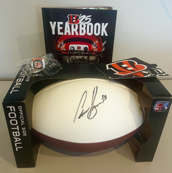 Chase Brown Signed Football and Swag Raffle Basket